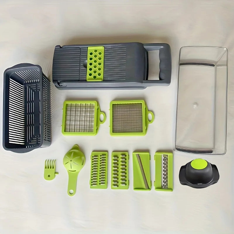 14pcs/Set Vegetable Chopper,Multifunctional Fruit Slicer,Manual Food Grater,Cutter With Container,Mincer Chopper,Kitchen Stuff